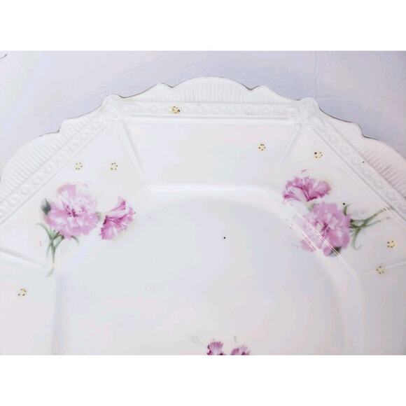 Antique RS Prussia Porcelain White Cake Plate Pink Roses Gold Accents 11.25” - Picture 5 of 9